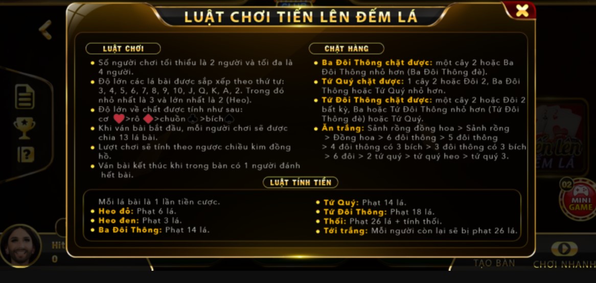 Luật chơi cơ bản nhất của trò tiến lên đếm lá